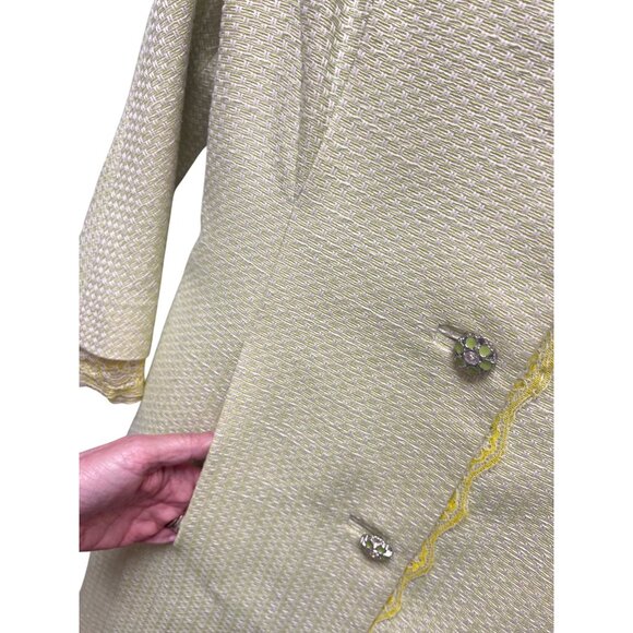 Dolce & Gabbana Spring Green & White Textured Lace Trimmed Coat - Picture 8 of 10